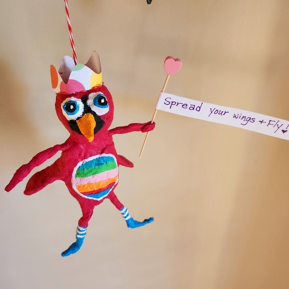 Hand Crafted Other - New handmade spun cotton bird ornament.